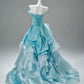 Blue stylish elegant long tulle ball gown evening dress nv4776