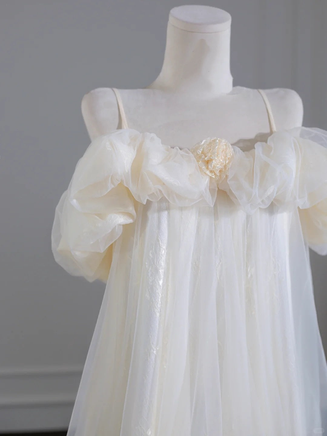 Light Yellow Sweet Floral Long Chiffon Prom Dress Evening Dress Party Dress nv4960