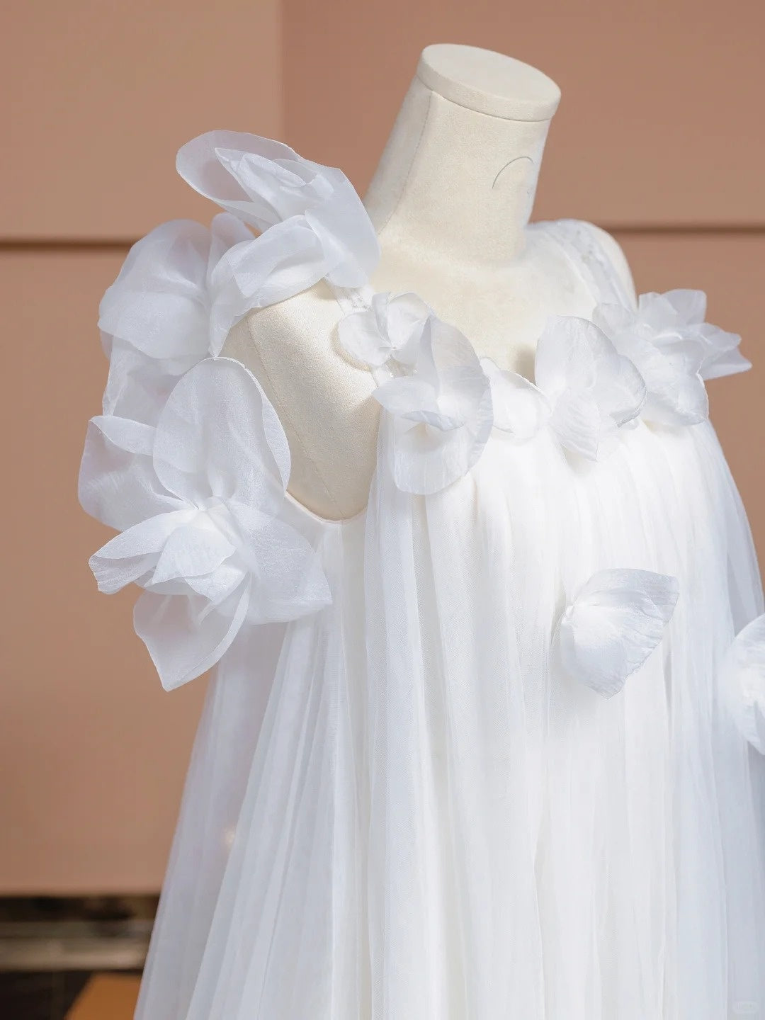 White floral fairy long chiffon ball gown, evening gown nv5076