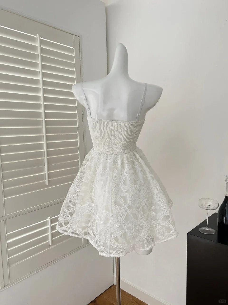 White/Black Homecoming Dress Short Lace Prom Dress Evening Dress nv4383