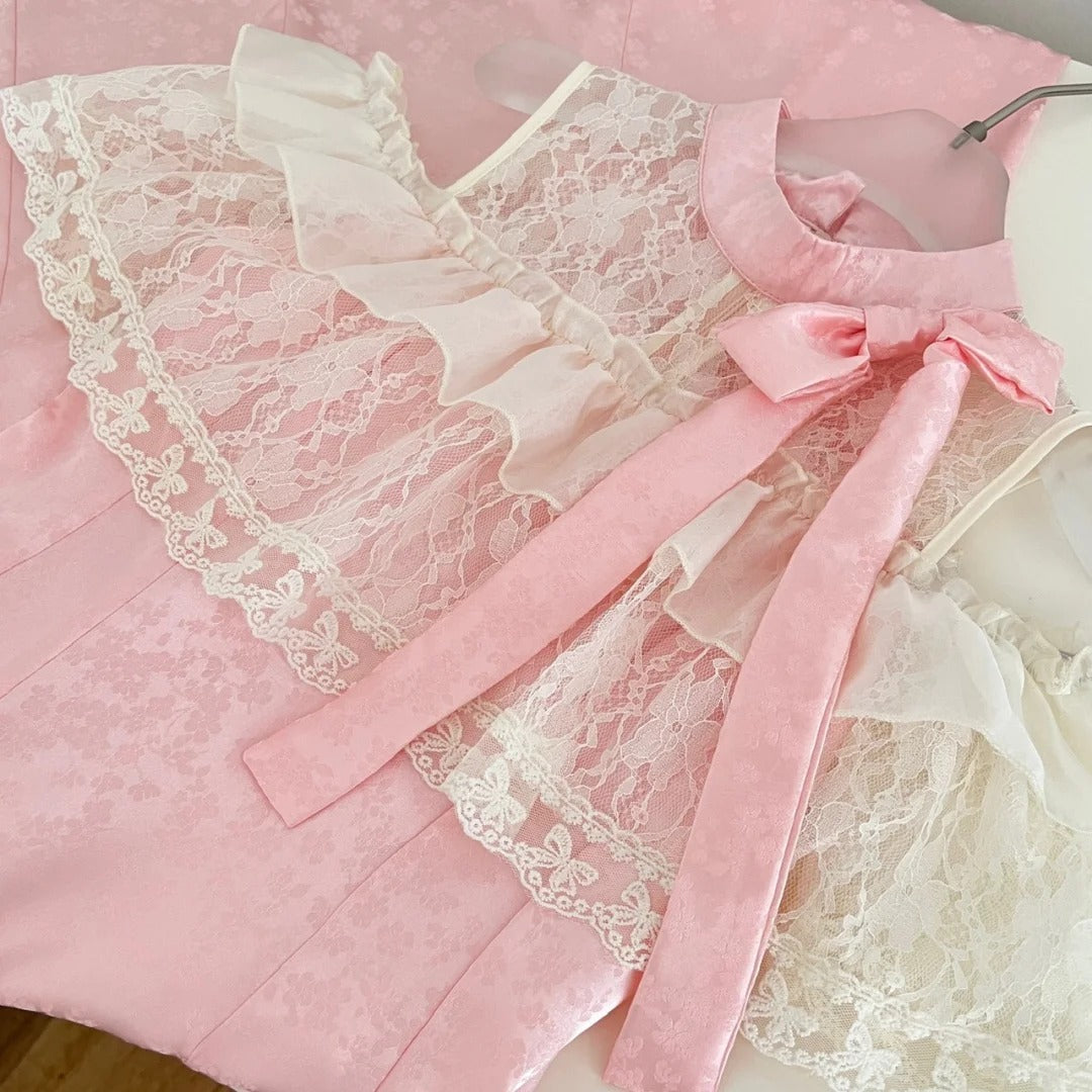 Rosa sanft süß elegant Homecoming Kleid Spitze kurze Spitze Ballkleid Abendkleid Geburtstagskleid nv4636