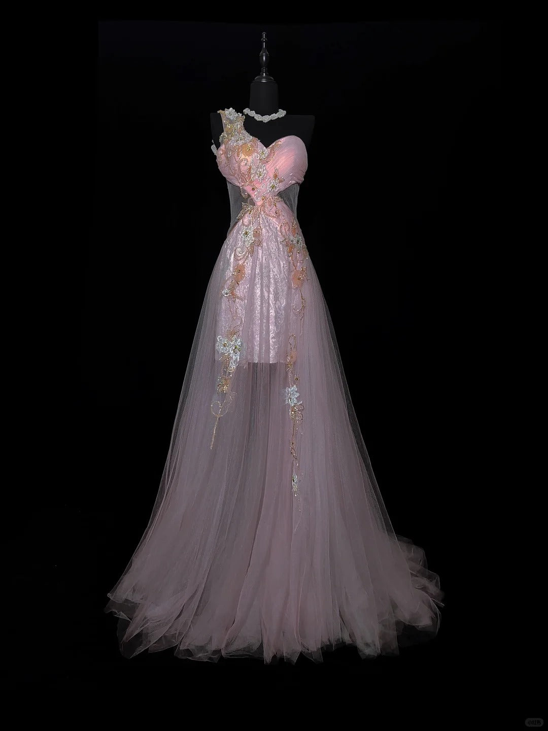 Rosa Wunderschöne Elegante Mode Exquisite Blumen Perlen Lange Meerjungfrau Satin Tüll Ballkleid Abendkleid Ballkleid nv3873