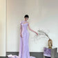 Purple Fashion Gorgeous Elegant Exquisite Long Satin Mermaid Floor-Length Ball Gown Evening Dress Wedding Dress nv4058
