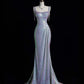 Silver shiny gorgeous elegant beautiful long sequined floor-length mermaid slim ball gown evening dress party dress nv4118