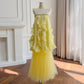 Yellow long/short chiffon tulle homecoming dress prom dress birthday party dress two piece suit nv4670
