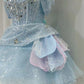 Blue Sparkling Homecoming Dress Gorgeous Exquisite Sequined Short Tulle Ball Gown Evening Dress nv4380