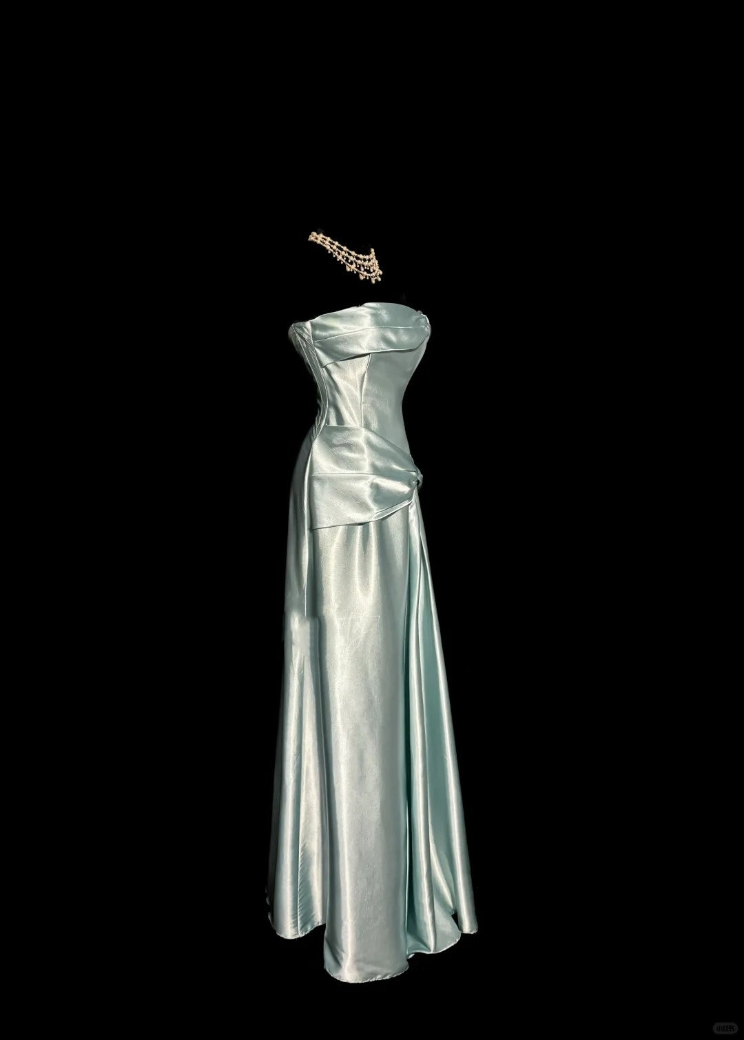 Mint Green Elegant Long Satin Ball Gown Evening Dress Party Dress nv4197