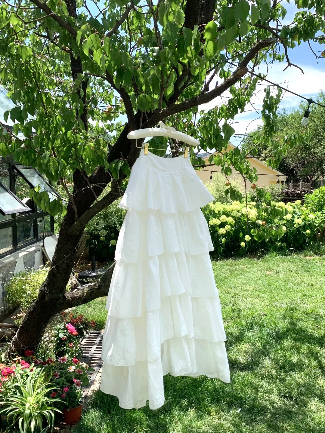 White sweet long chiffon homecoming dress birthday party dress two piece suit nv4939