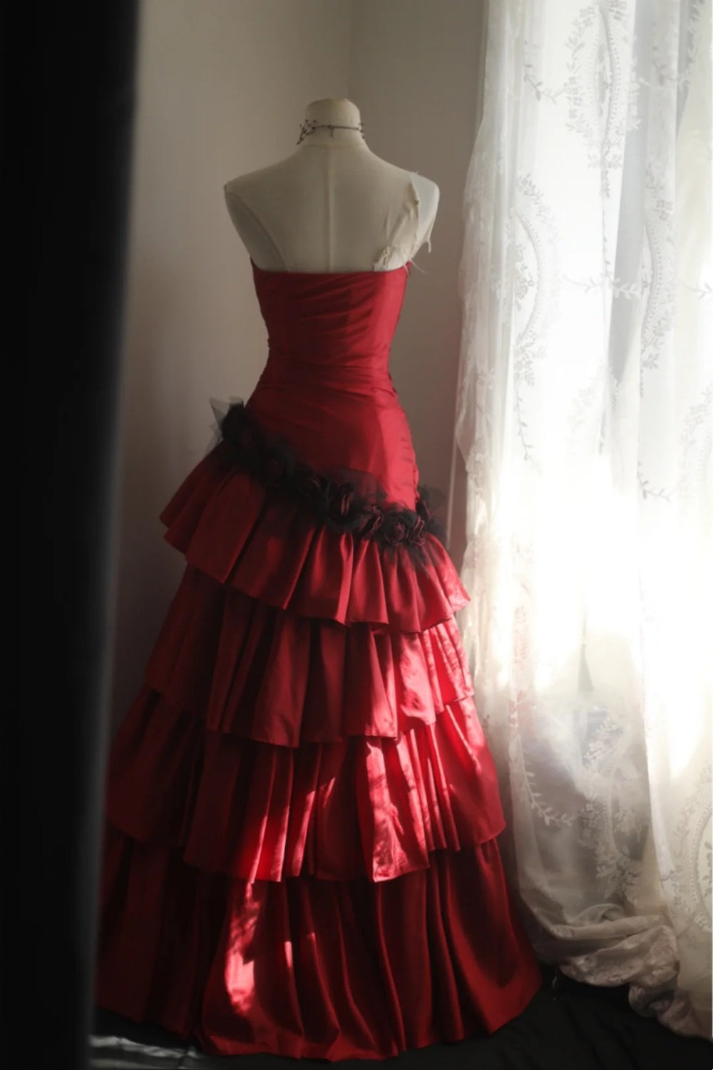 Flame Red Irregular Princess Dress Wedding Dress NV6585