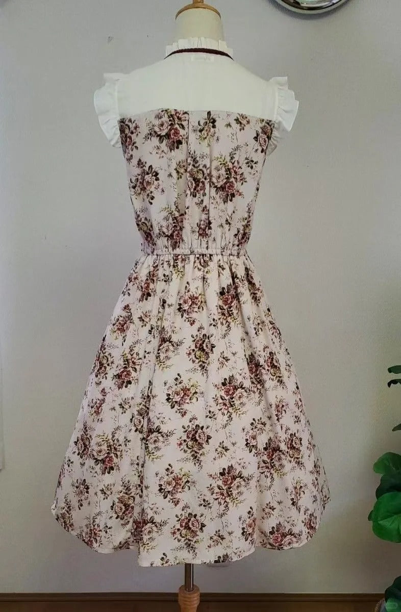 NiceVestidos – Kurzes Chiffon-Heimkehrkleid für Mädchen, Retro-Blumenkleid, pastoraler Retro-Stil NV5660