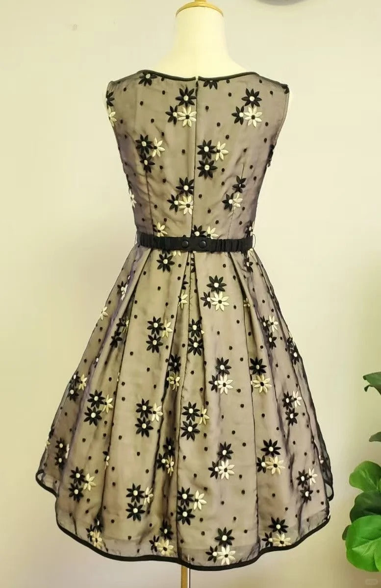 NiceVestidos -- Kurzes Homecoming-Kleid, Mädchenkleid, Retro-Outfit, Vintage-Kleid mit Netzstickerei, NV5662