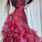 Red luxurious and gorgeous long chiffon ball dress princess dress NV6727