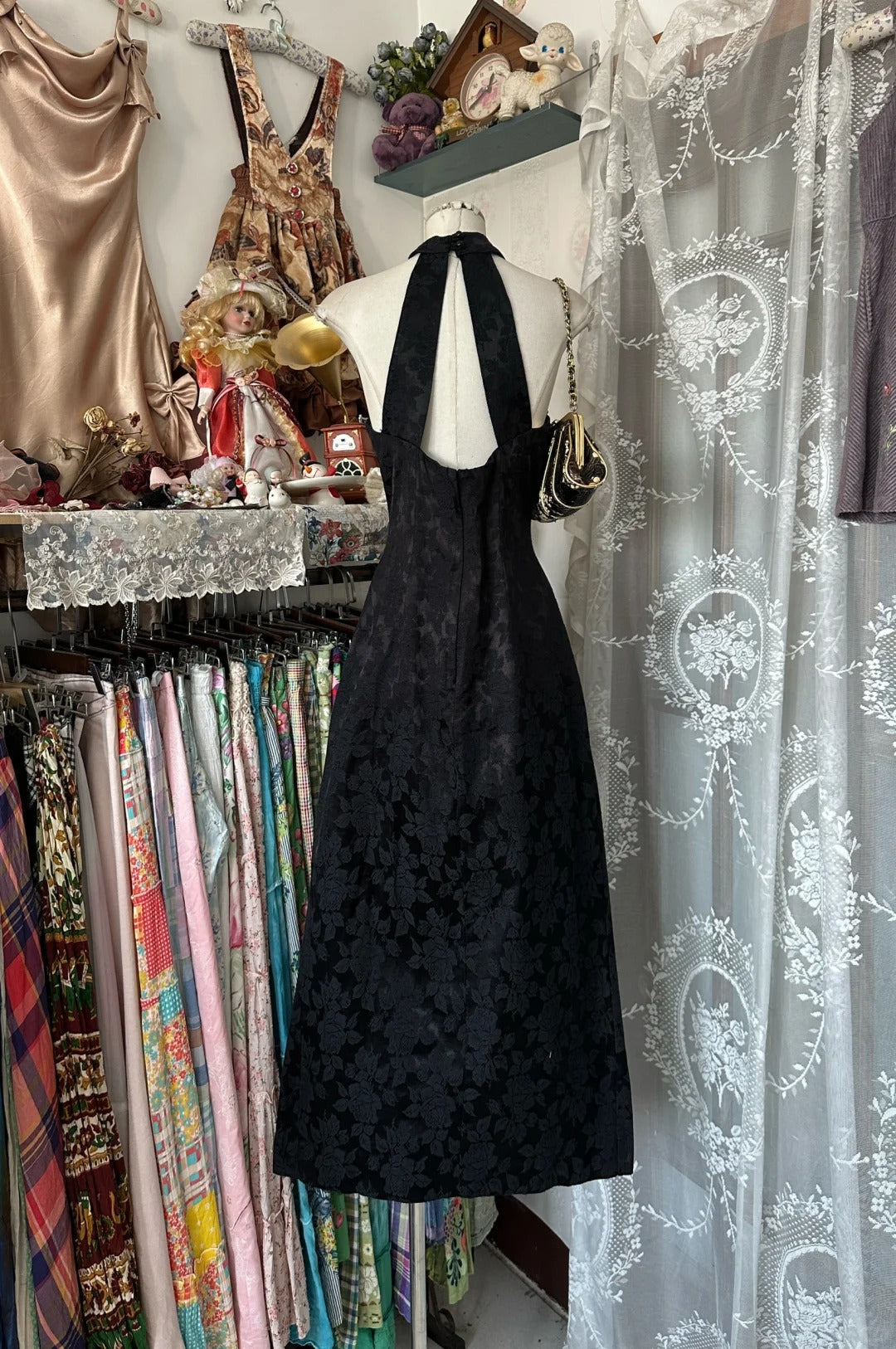 Black Vintage Elegant Long Lace Sexy Prom Dress Evening Dress Homecoming Dress Birthday Party Dress nv4630