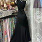 Retro black simple fashion long satin prom dress nv5426
