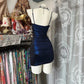Navy Blue Vintage Elegant Short Satin Shiny Homecoming Dress Prom Dress Cocktail Party Dress nv4624
