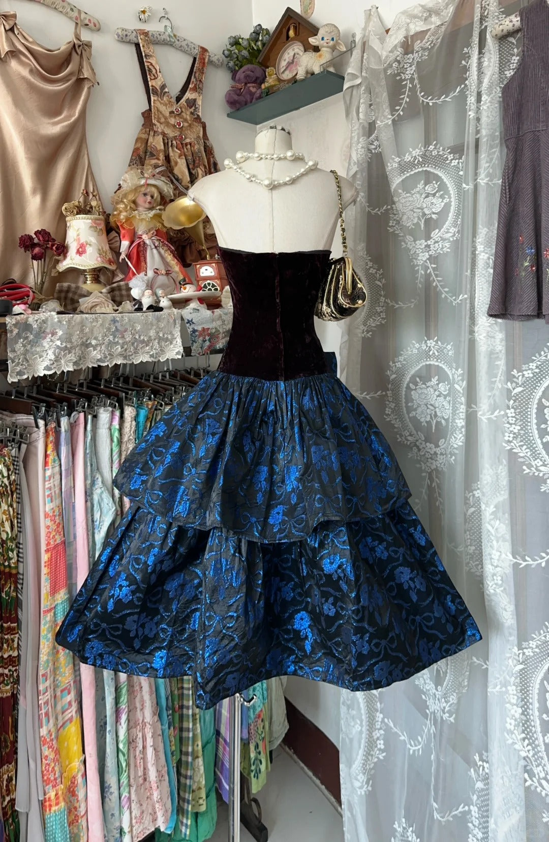Blue floral homecoming dress short birthday dress party dress nv4368