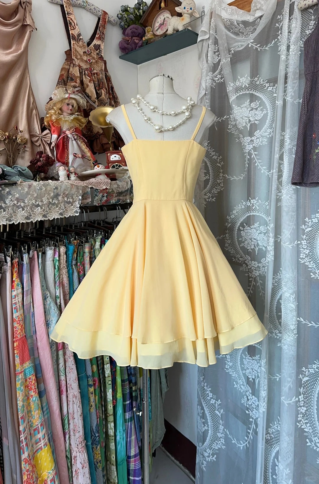 Yellow Fashion Homecoming Dress Short Chiffon Birthday Dress Party Dress nv4371