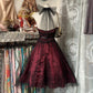 Burgundy Vintage Short tulle Homecoming Dress Prom Dress Party Dress nv4306