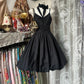 Black vintage short fashion satin homecoming dress birthday party dress prom dress nv4620