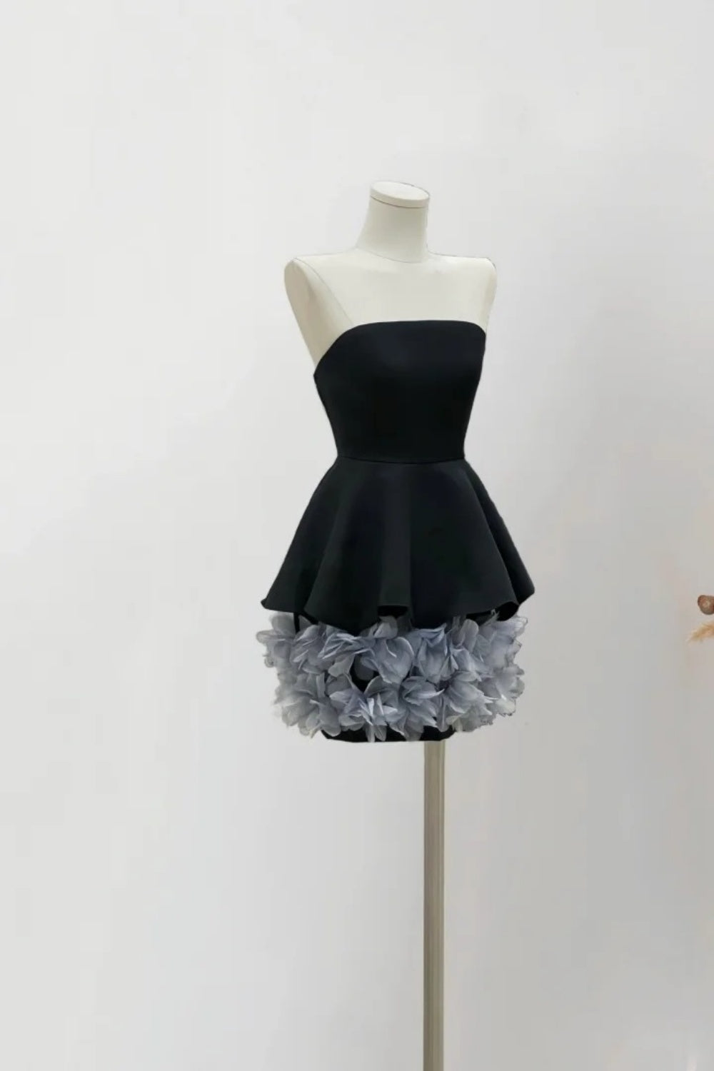 Black floral fashion short satin chiffon homecoming dress birthday party dress nv5269