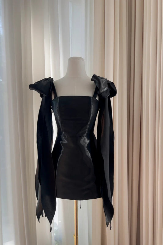 NiceVestidos-_NV Schwarzes kurzes Geburtstagskleid, formeller Anzug NV5939