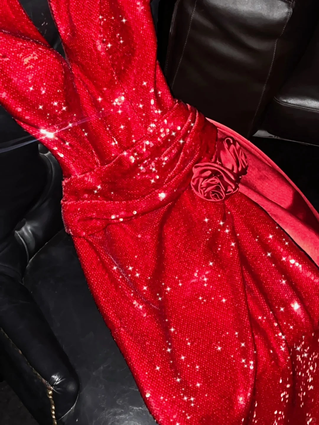 Red shiny elegant sexy long ball gown evening dress party dress nv4684