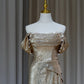 NiceVestidos-_Gold sequined long shimmering formal ball gown NV5994