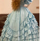 Blue vintage elegant long satin ball gown nv5025