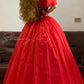 Rotes Vintage Elegantes Langes Tüll Prinzessin Ballkleid nv5008