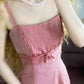 Pink Simple Vintage Elegant Satin Long Princess Party Dress nv5005