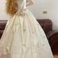 Ivory White Lace Floral Vintage Elegant Satin Long Princess Ball Gown nv5004