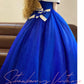 Blue Vintage Elegant Long Princess Satin Tulle Ball Gown nv5033