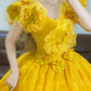 Yellow Floral Elegant Long Tulle Ball Gown nv5023