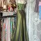 Green retro elegant long satin evening gown NV6739