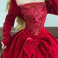 Red velvet beaded gorgeous retro elegant long princess ball gown nv5011