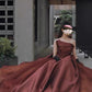 Caramel Color Simple Elegant Long Satin Tulle Ball Gown Evening Gown Birthday Gown Wedding Gown nv4157