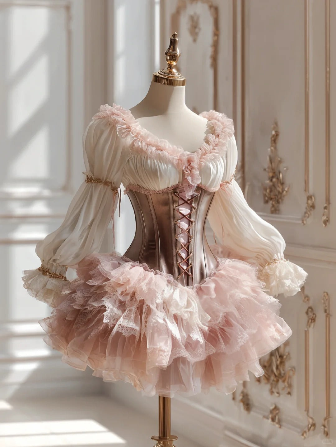 Absolutely gorgeous! Rose Palace Dream Pink Long-Sleeved Short Birthday Dress | A perfect blend of pink and courtly style. NV6529