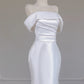 Robe de soirée blanche élégante dos nu, longue, style sirène, moulante, en satin, traîne, nv4965