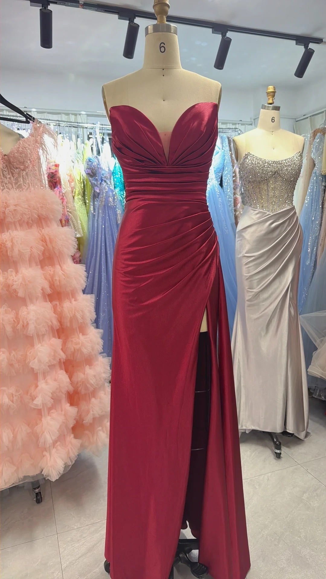 Red Fashion Long Satin Slim Fit Evening Dress, Bridesmaid Dress, Graduation Dress NV6633