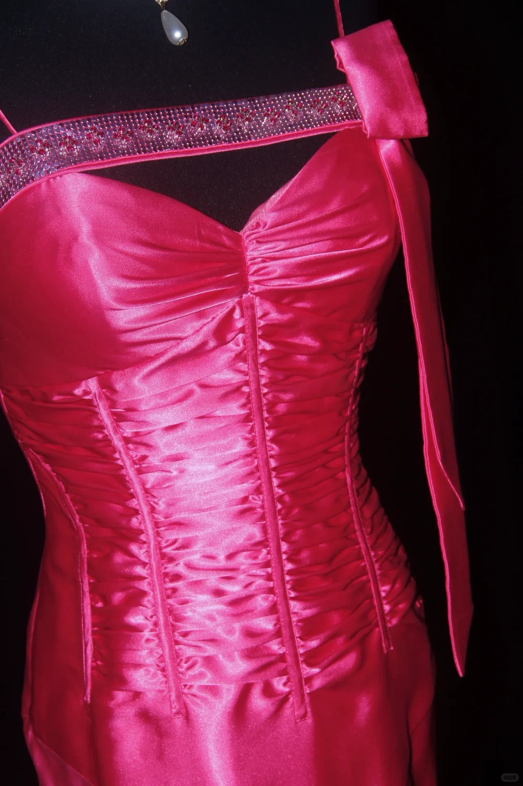 Rose Red Barbie Princess Fashion Off Shoulder Back Long Satin Prom Dress Evening Dress nv5205