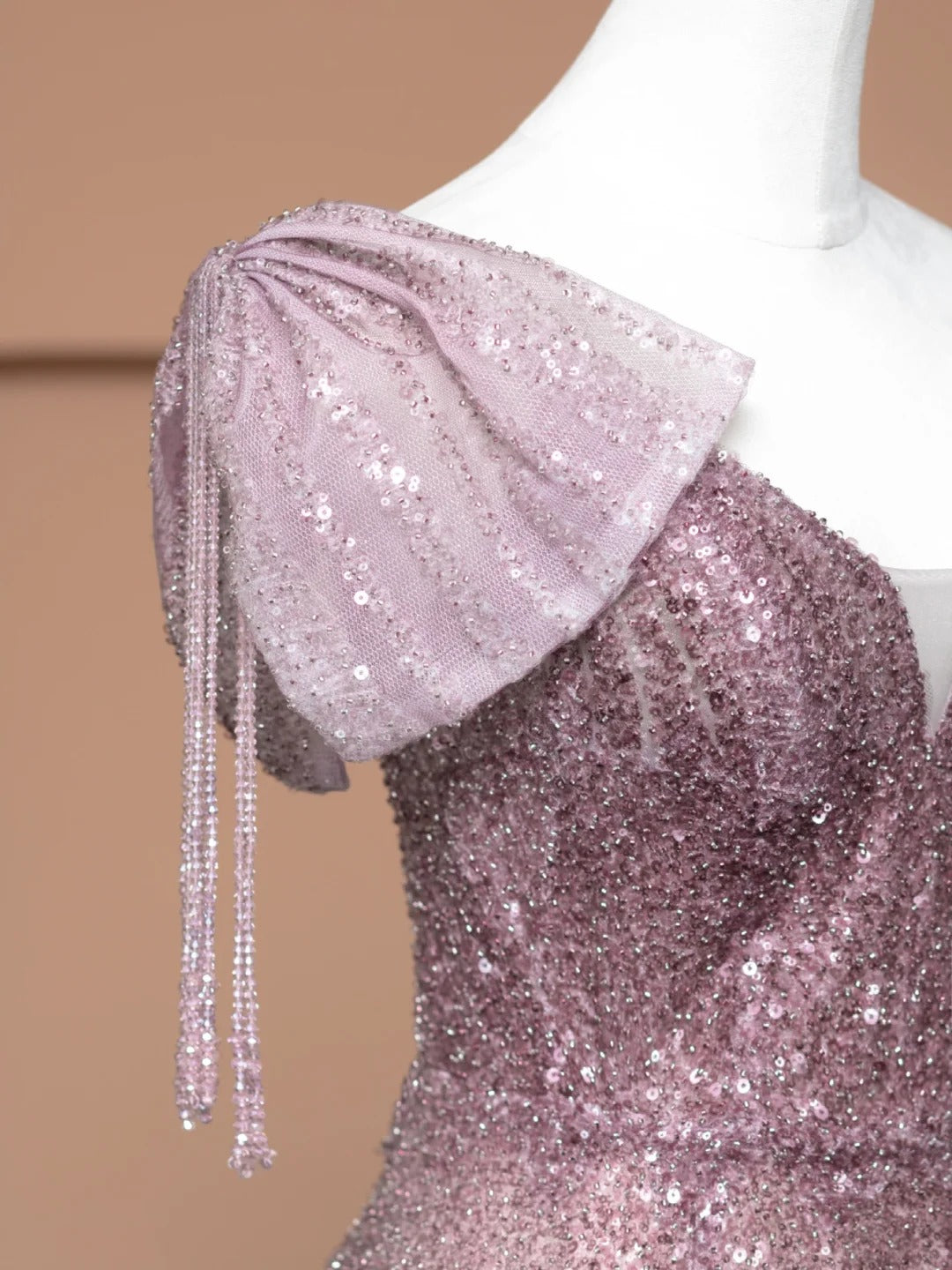 Pink Luxury Beaded Heavy Elegant Fashion Long Tulle Prom Dress Evening Dress Party Dress nv4741