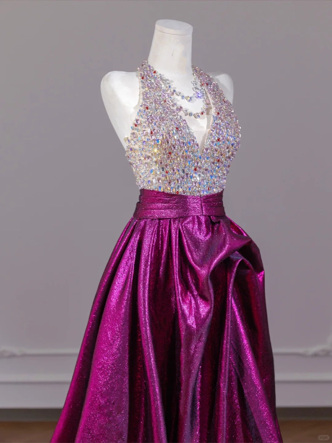 Purple Sparkling Beaded Long Floor-Length Prom Dress nv4967