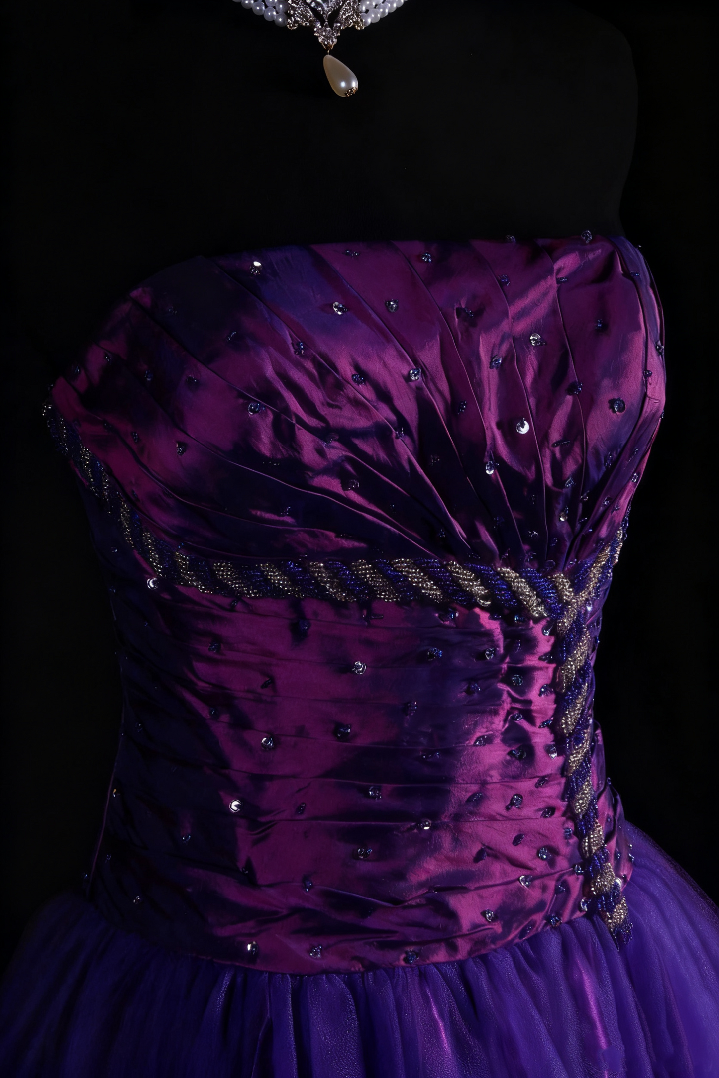 NiceVestidos--Vintage Purple Delicate Beaded Long Satin Tulle Ball Gown Graduation Dress NV5861