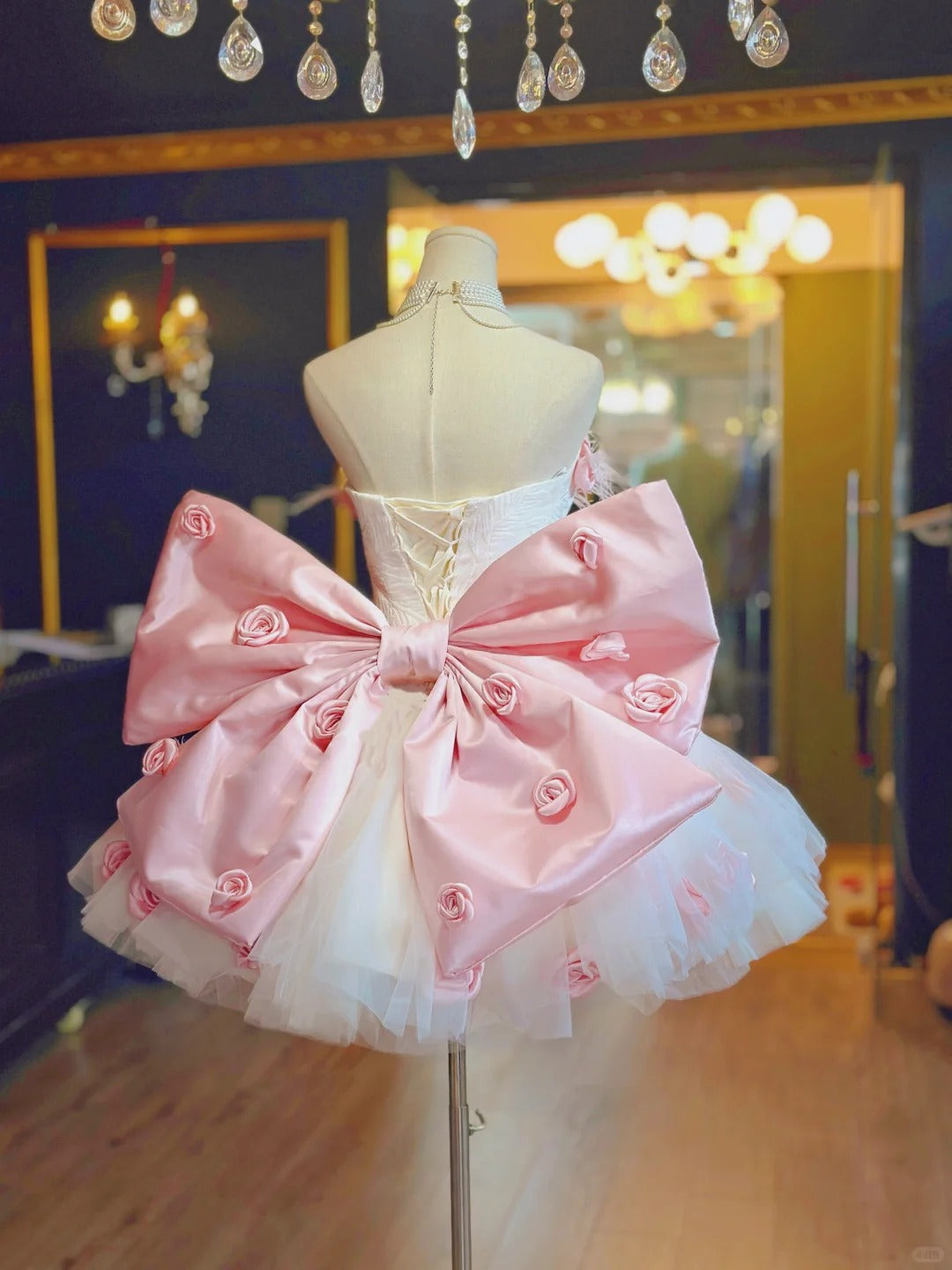 Pink floral cute short tulle prom dress evening dress homecoming dress birthday dress nv4787