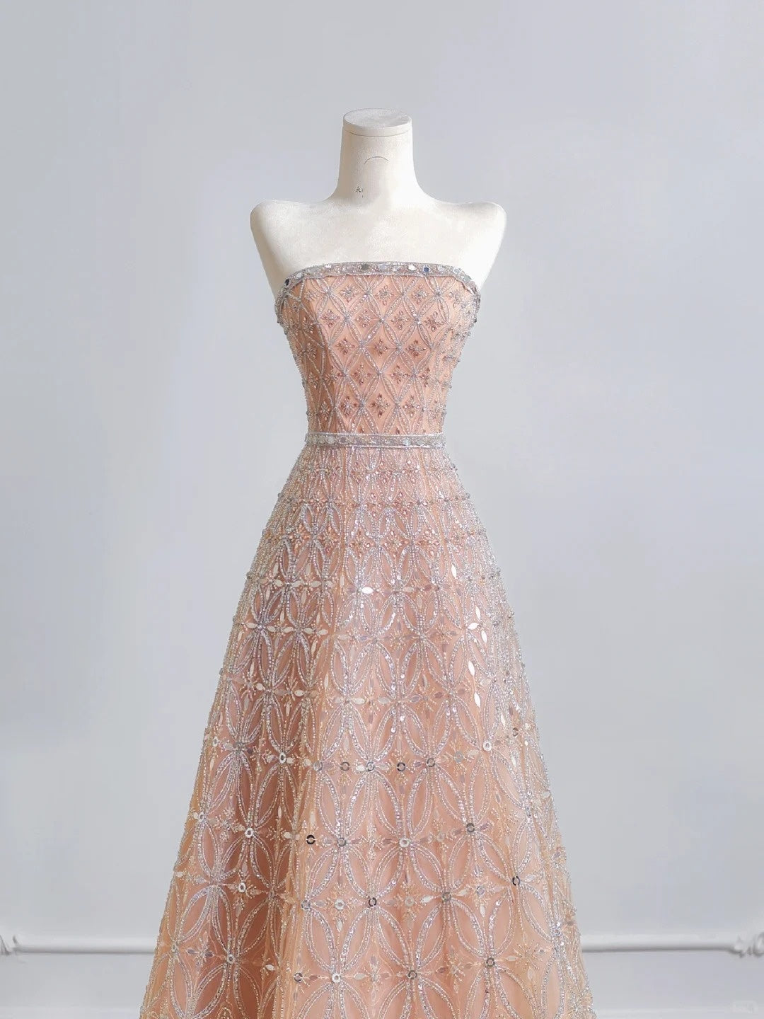 Robe de soirée longue en tulle rose doré, magnifique et luxueuse, nv4947