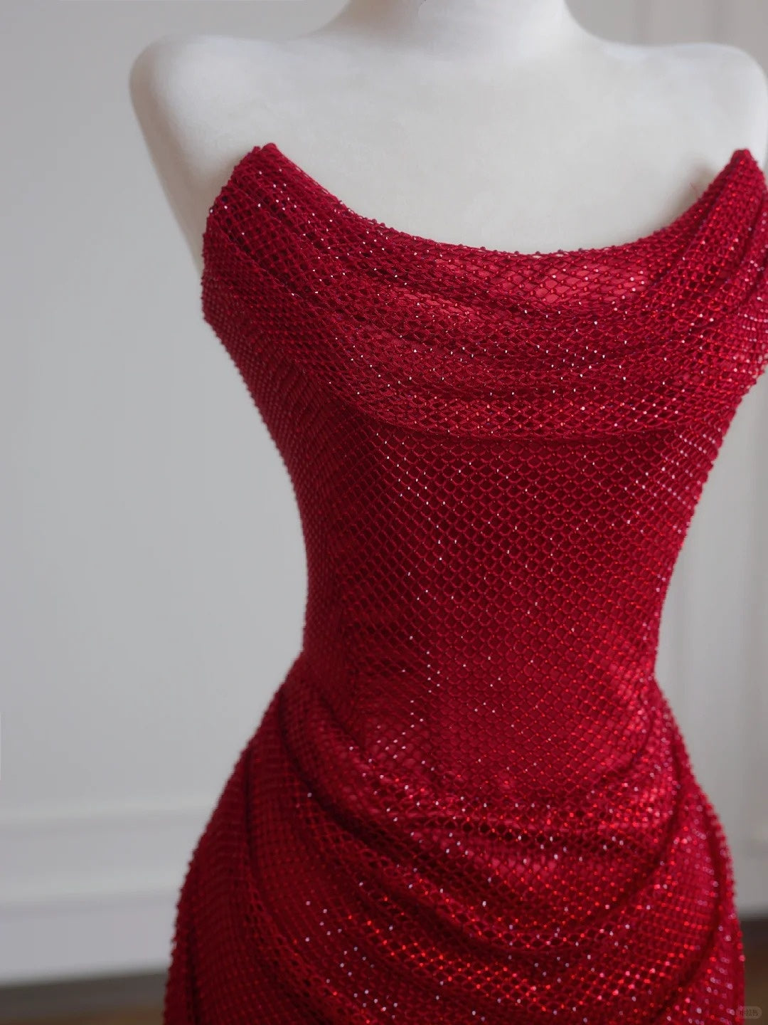 Robe de soirée longue rouge sirène moulante et brillante, élégante, nv4956