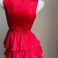 Red ruffle short satin homecoming dress birthday dress nv5159
