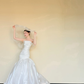 Strapless Ruched Satin Mermaid Wedding Gown, Simple Bridal Dress with Train  NV7416