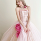 Light Pink 3D Rose Strapless Prom Gown Sweetheart Tulle Formal Dress  NV7168
