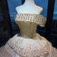 Off Shoulder Light Champagne Ball Gown Hand Beaded Rhinestone Tiered Glitter Tulle Prom Dress  NV7037